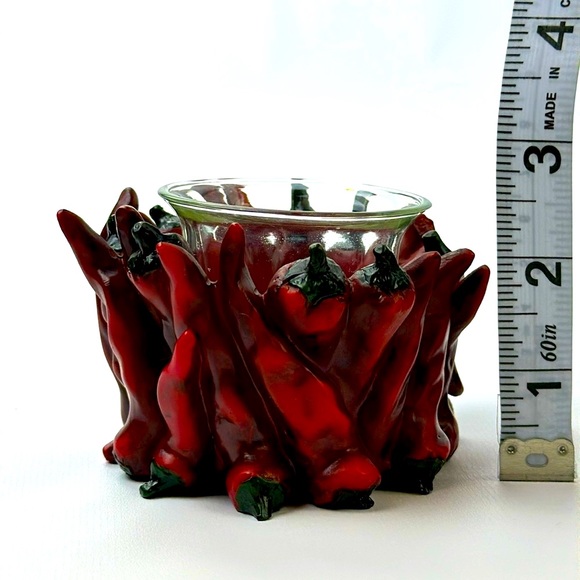 Chili Pepper Votive Candle Holders with Glass Inserts. Includes 2. - Picture 7 of 8